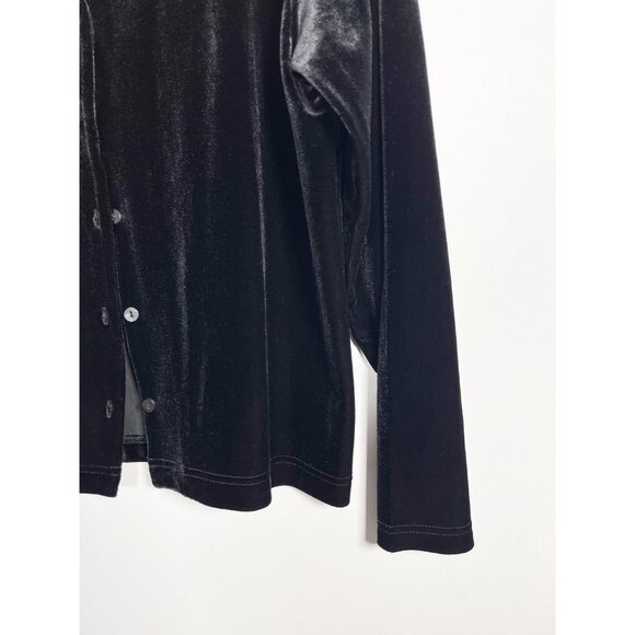 Vintage 90s black velour button up cardigan by Premiere Collection - Picture 4 of 5